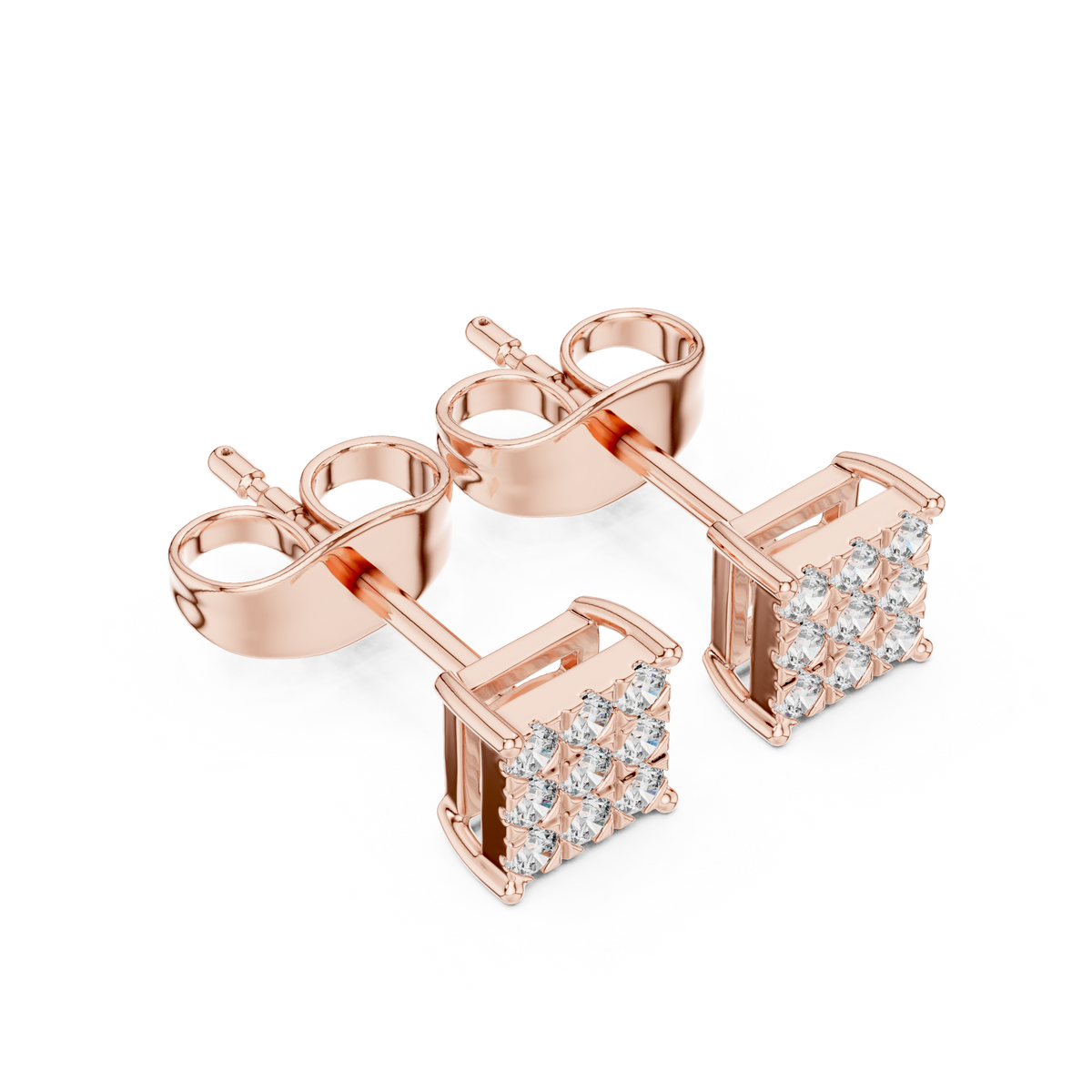 Regal Diamond Lattice Square Studs