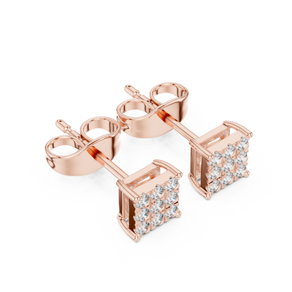 Regal Diamond Lattice Square Studs