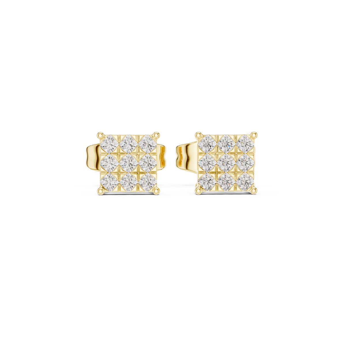 Regal Diamond Lattice Square Studs