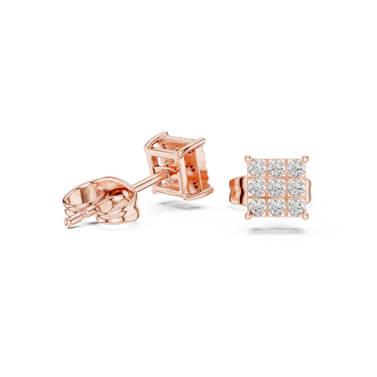 Regal Diamond Lattice Square Studs