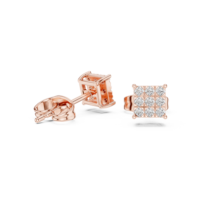 Regal Diamond Lattice Square Studs