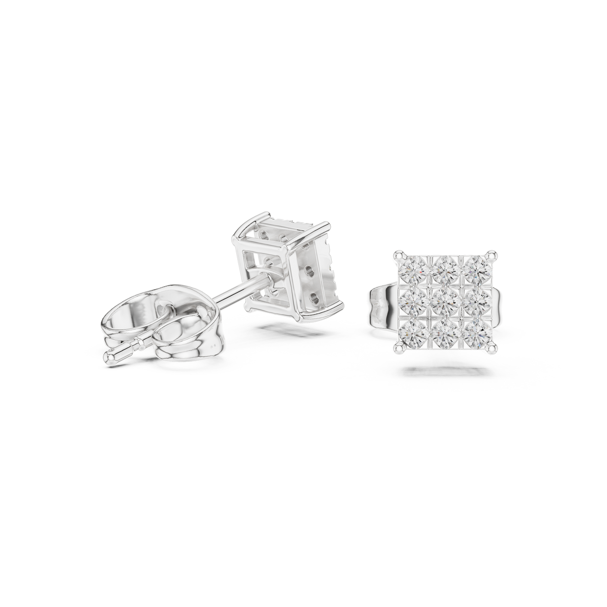 Regal Diamond Lattice Square Studs