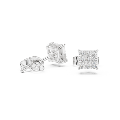 Regal Diamond Lattice Square Studs