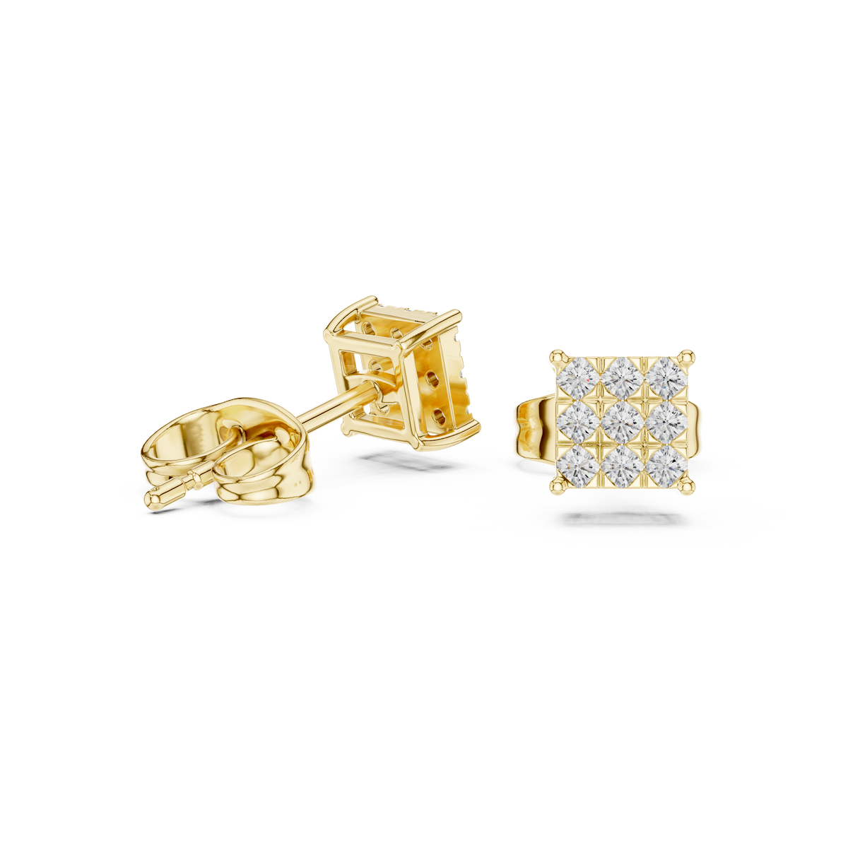 Regal Diamond Lattice Square Studs