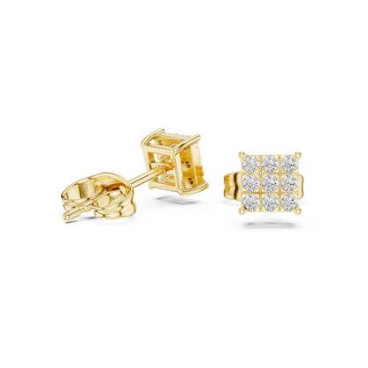 Regal Diamond Lattice Square Studs