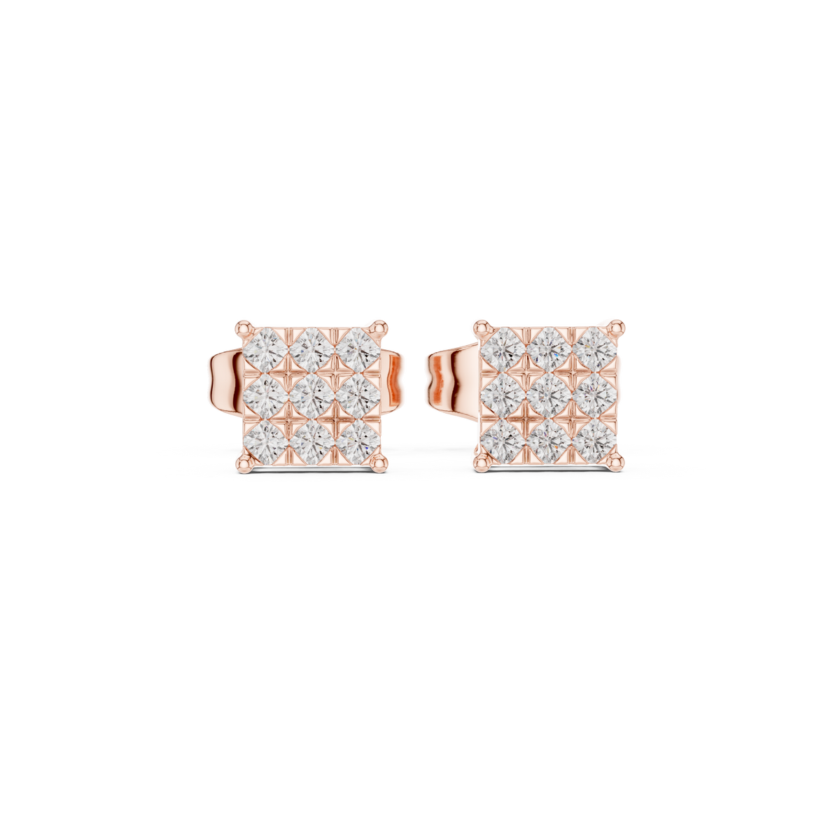 Regal Diamond Lattice Square Studs