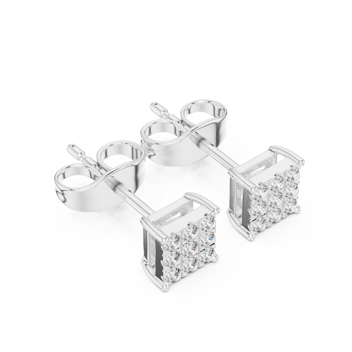 Regal Diamond Lattice Square Studs