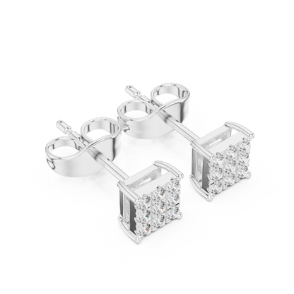 Regal Diamond Lattice Square Studs