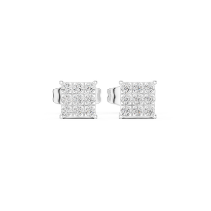 Regal Diamond Lattice Square Studs