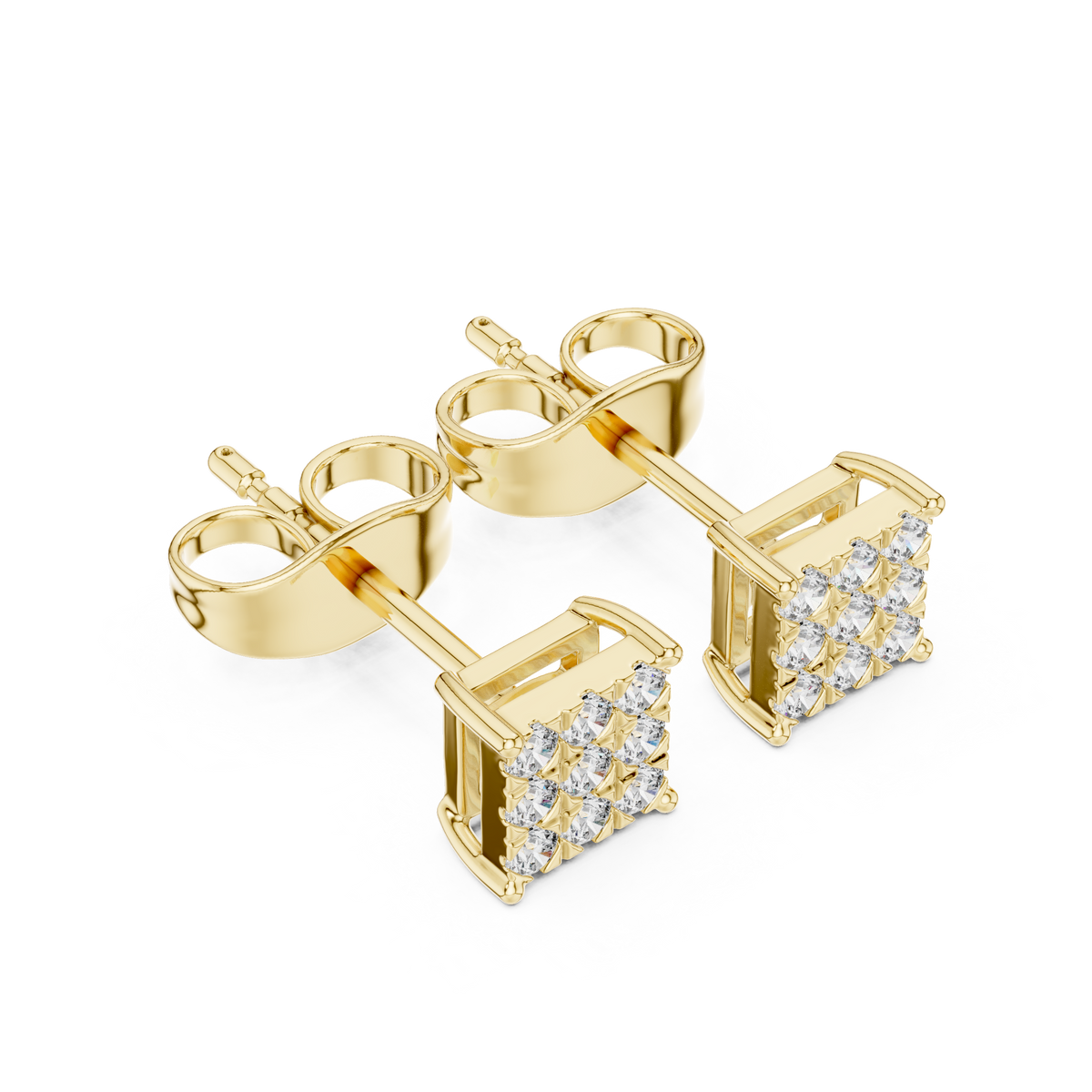 Regal Diamond Lattice Square Studs