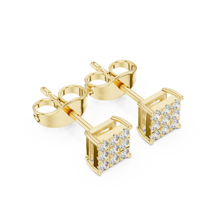 Regal Diamond Lattice Square Studs