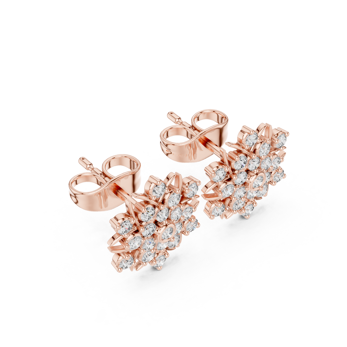 Radiant Sunburst Floral Diamond Studs