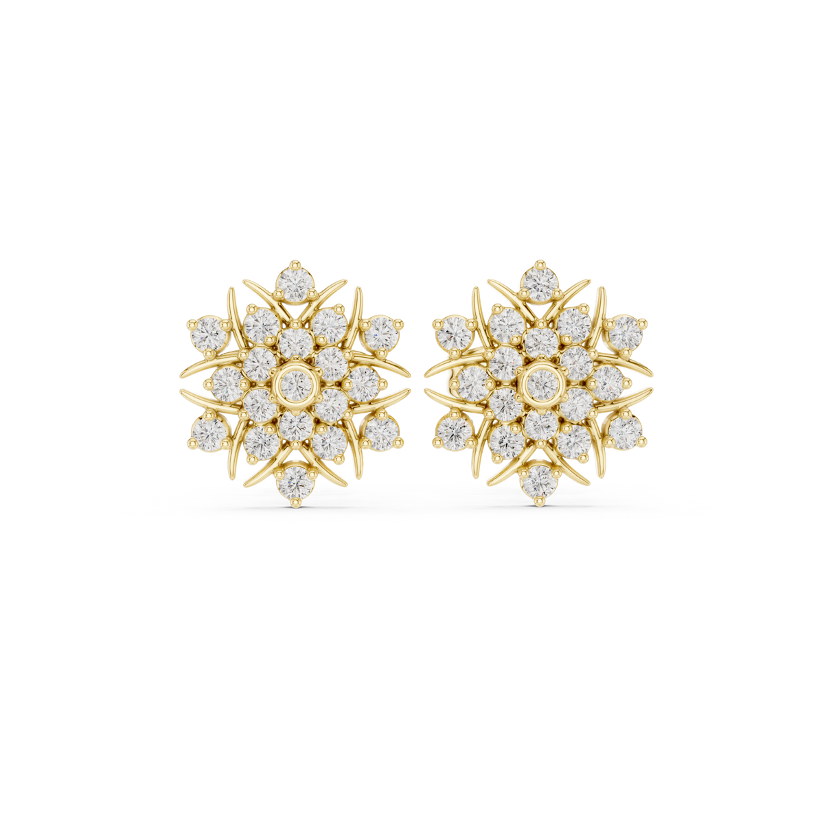 Radiant Sunburst Floral Diamond Studs