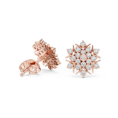 Radiant Sunburst Floral Diamond Studs