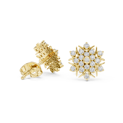 Radiant Sunburst Floral Diamond Studs