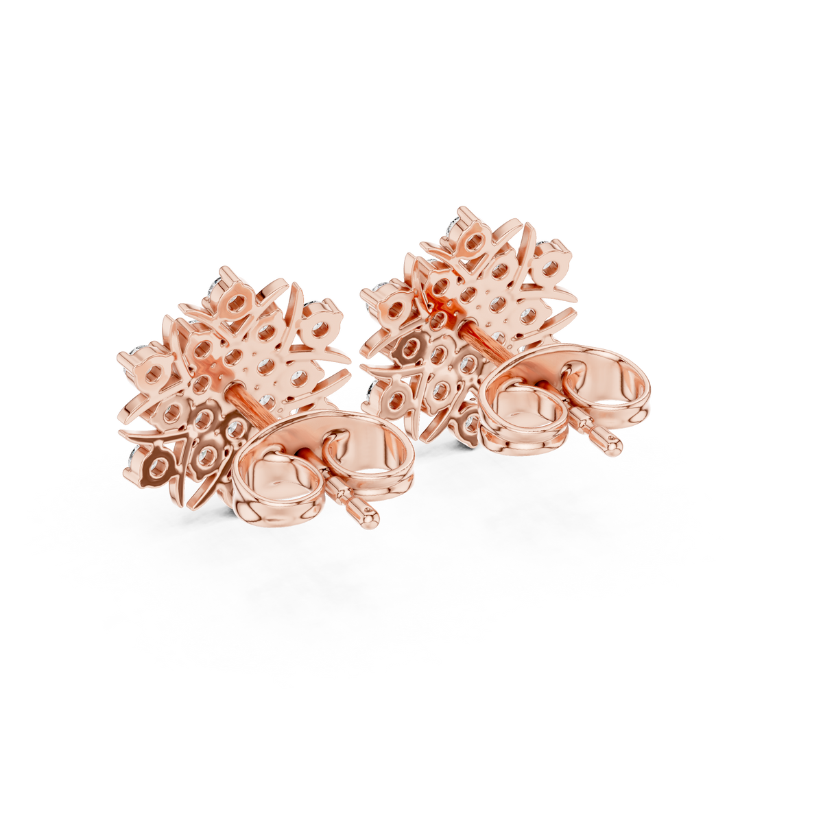 Radiant Sunburst Floral Diamond Studs