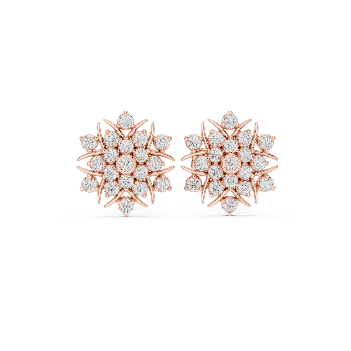 Radiant Sunburst Floral Diamond Studs