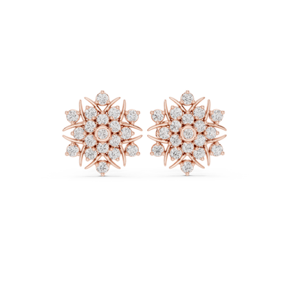 Radiant Sunburst Floral Diamond Studs