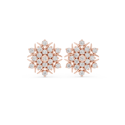 Radiant Sunburst Floral Diamond Studs