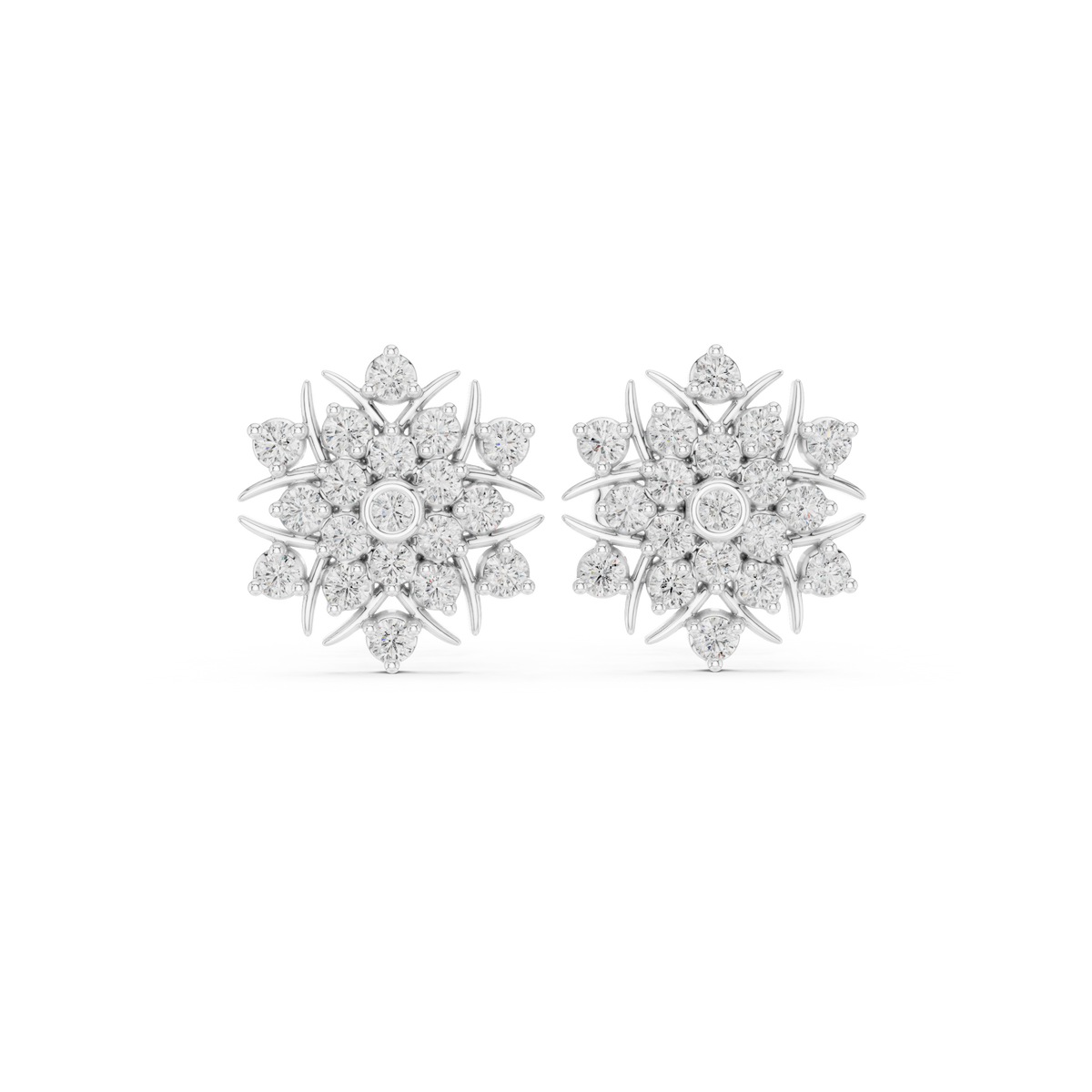 Radiant Sunburst Floral Diamond Studs