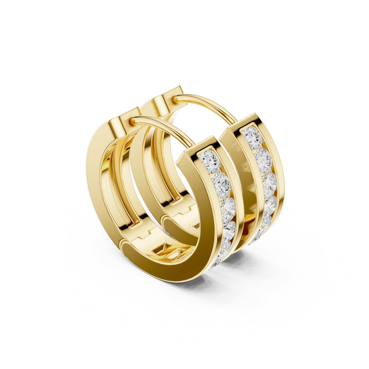 Luminous Channel Set Diamond Huggies