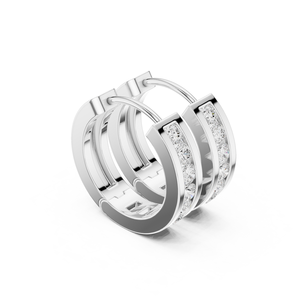 Luminous Channel Set Diamond Huggies