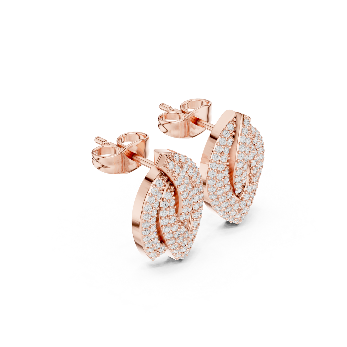 Luminous Layered Leaf Diamond Studs