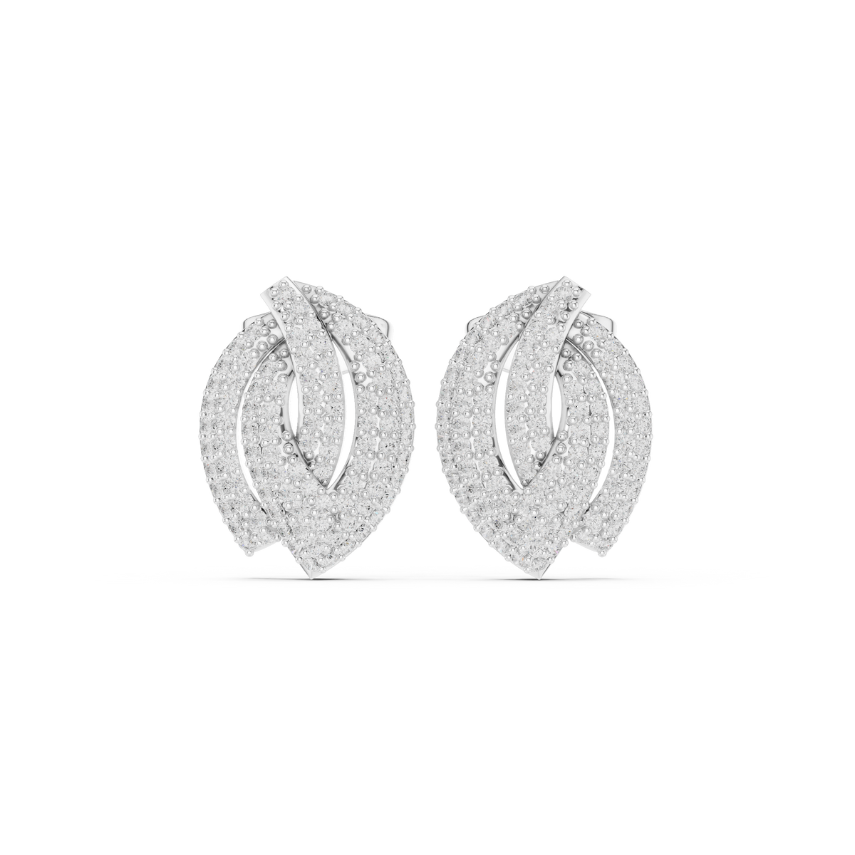 Luminous Layered Leaf Diamond Studs