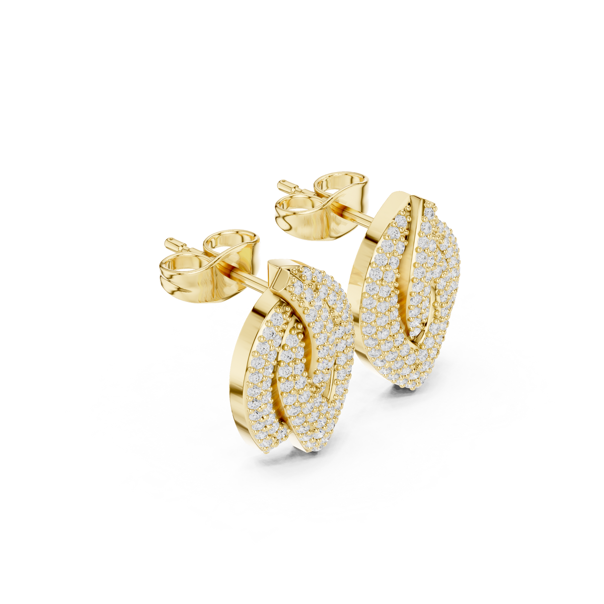 Luminous Layered Leaf Diamond Studs