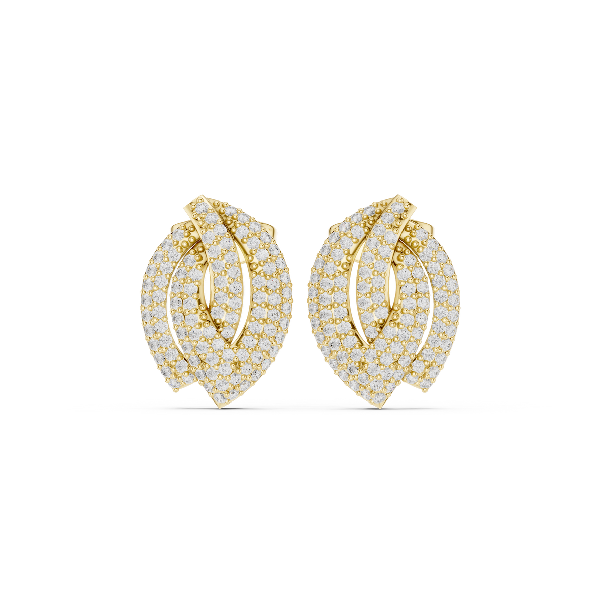 Luminous Layered Leaf Diamond Studs
