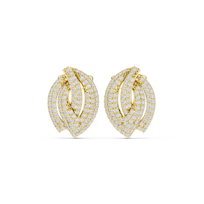 Luminous Layered Leaf Diamond Studs