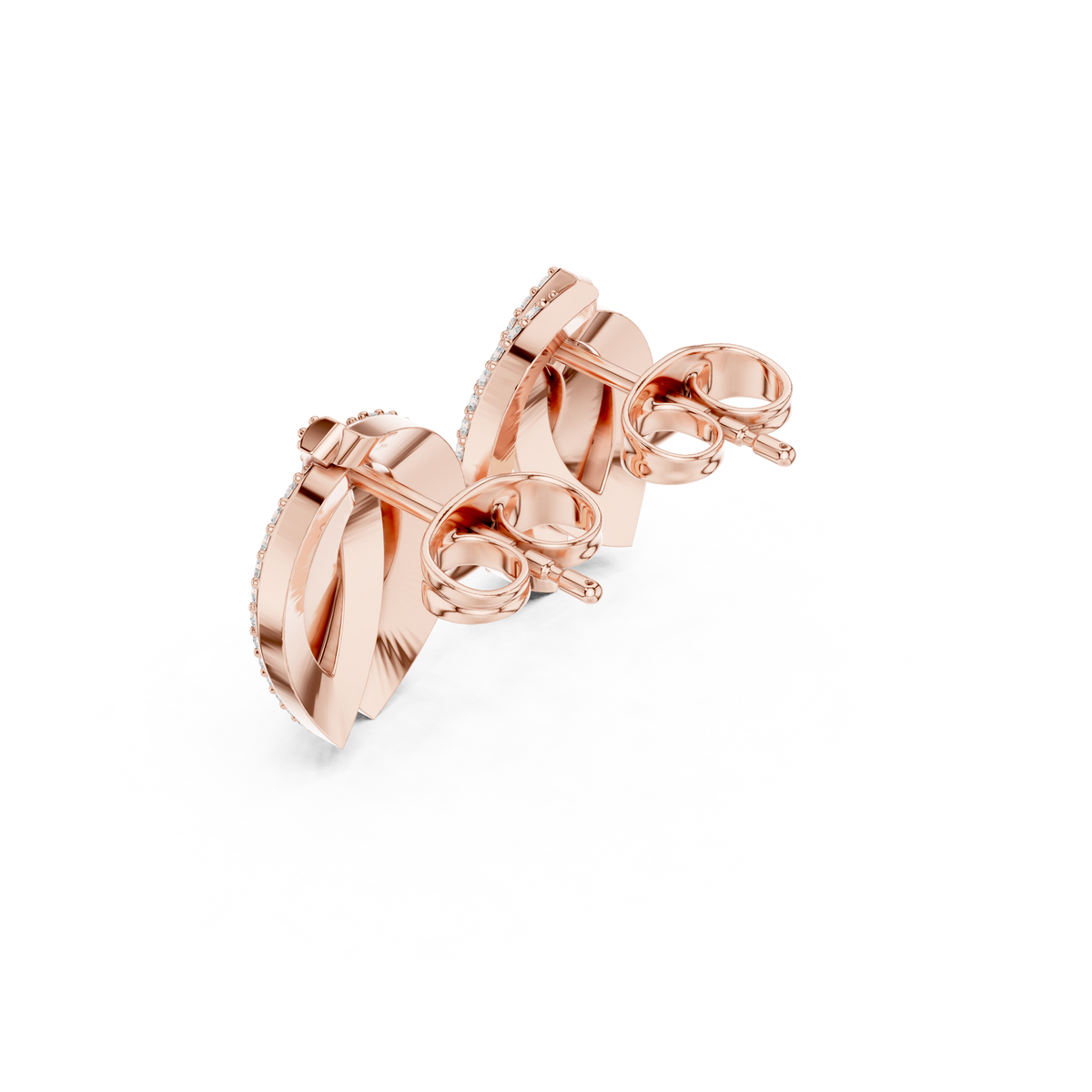 Luminous Layered Leaf Diamond Studs
