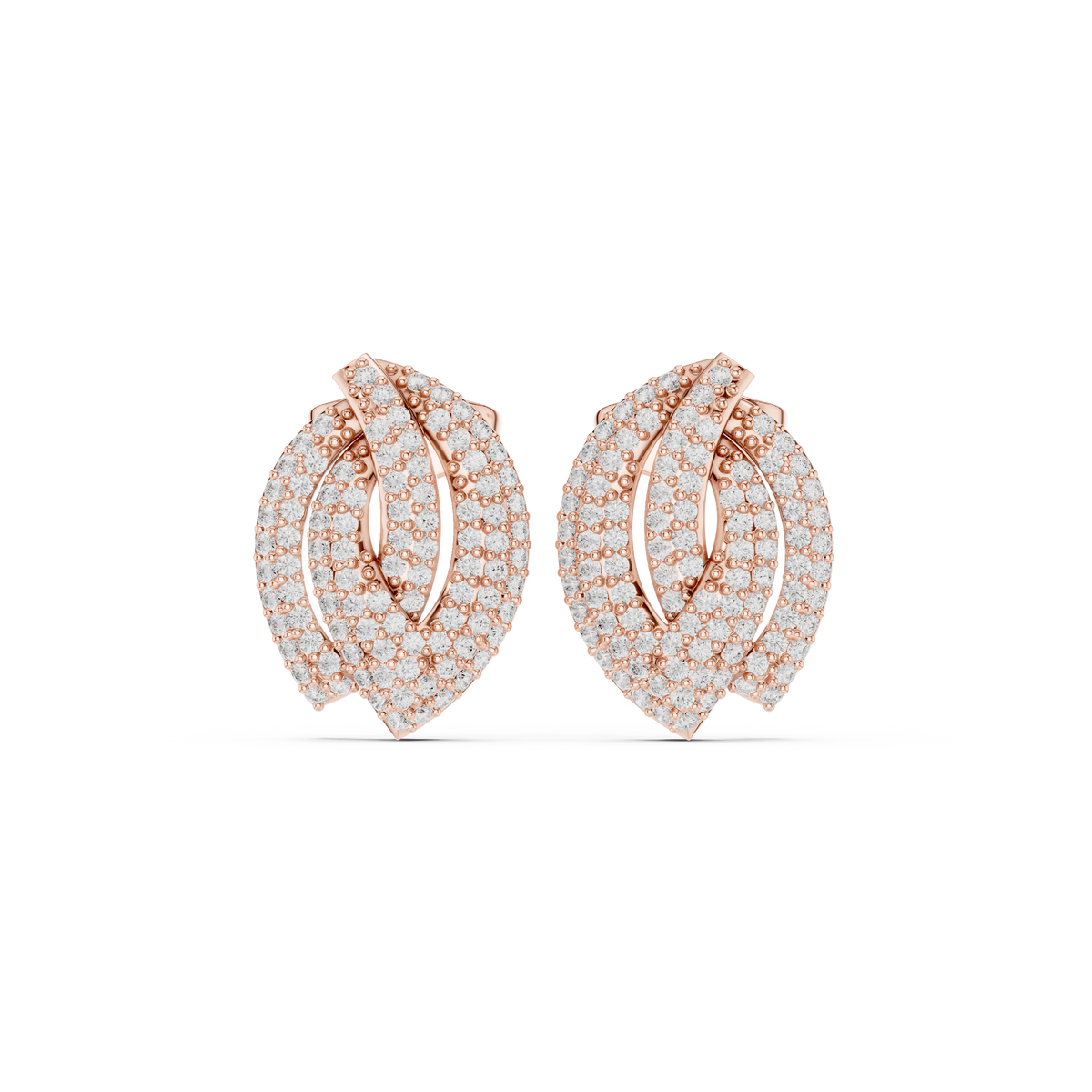 Luminous Layered Leaf Diamond Studs