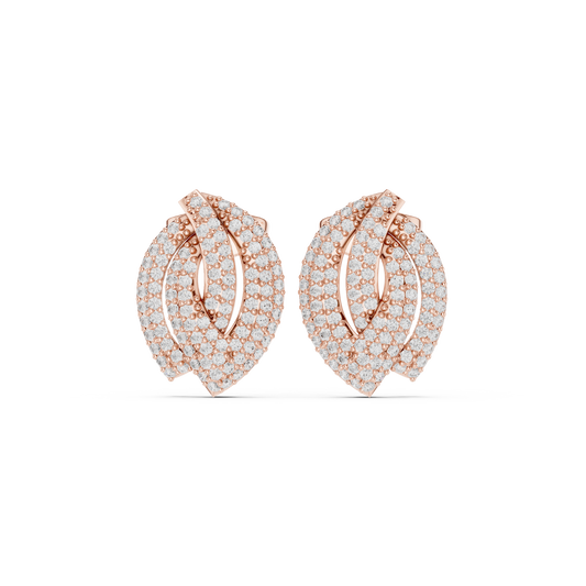 Luminous Layered Leaf Diamond Studs