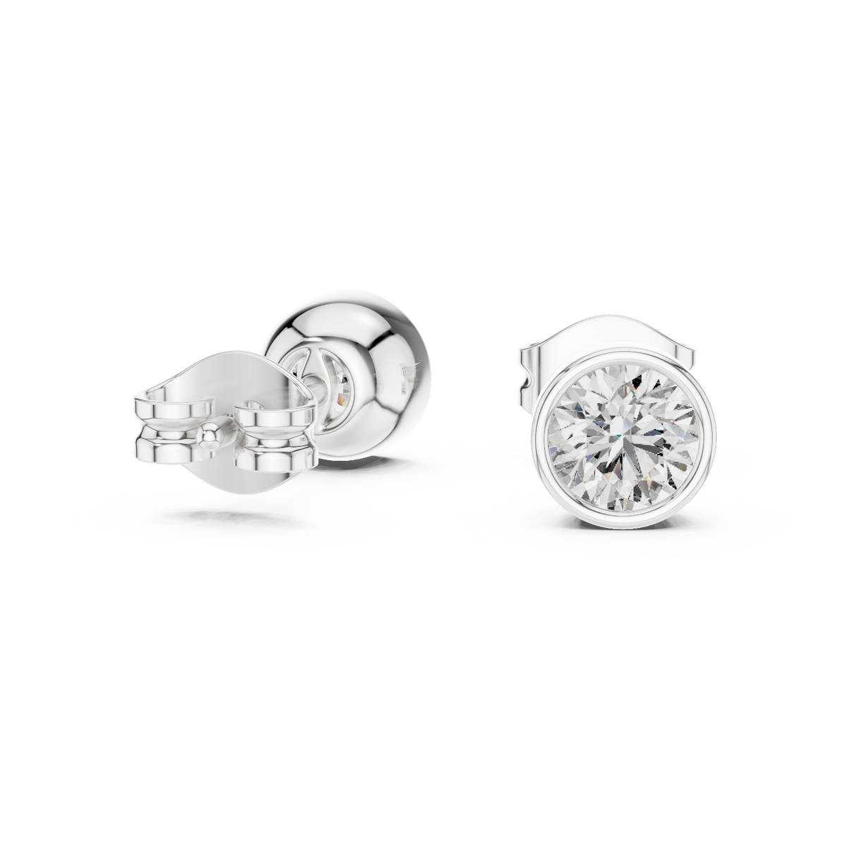 Avelisse Round Diamond Bezel Studs