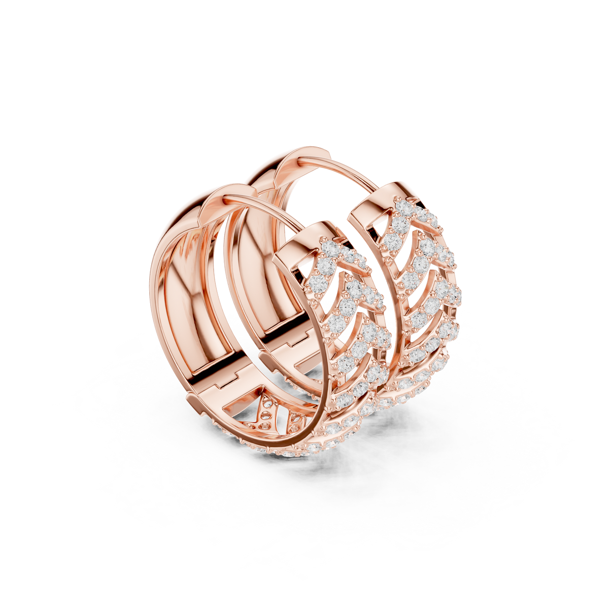 Radiant Chevron Pavé Huggie Hoops