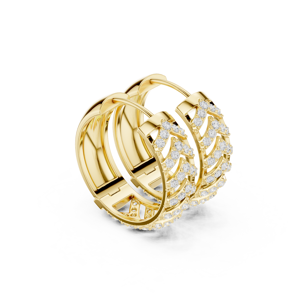 Radiant Chevron Pavé Huggie Hoops