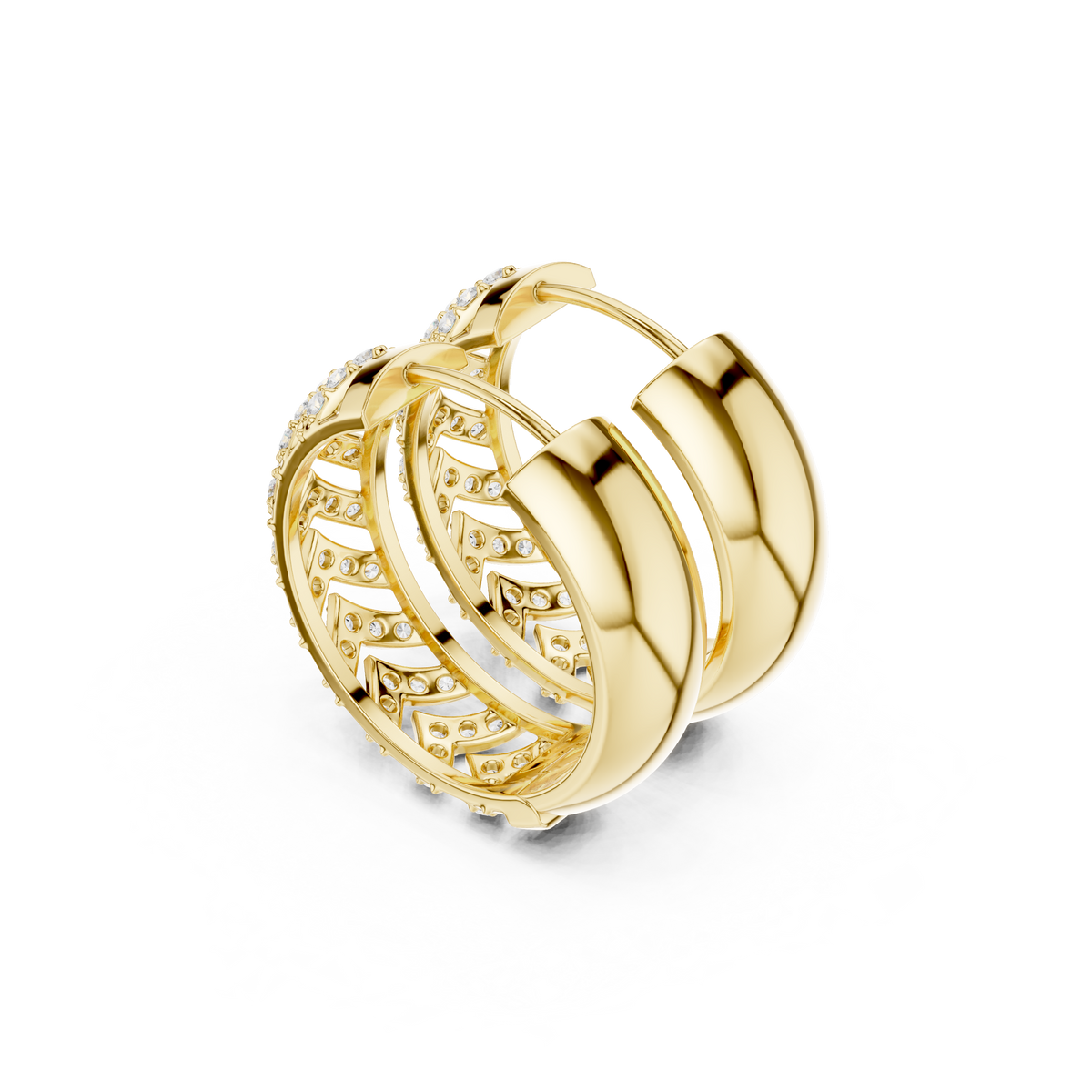 Radiant Chevron Pavé Huggie Hoops