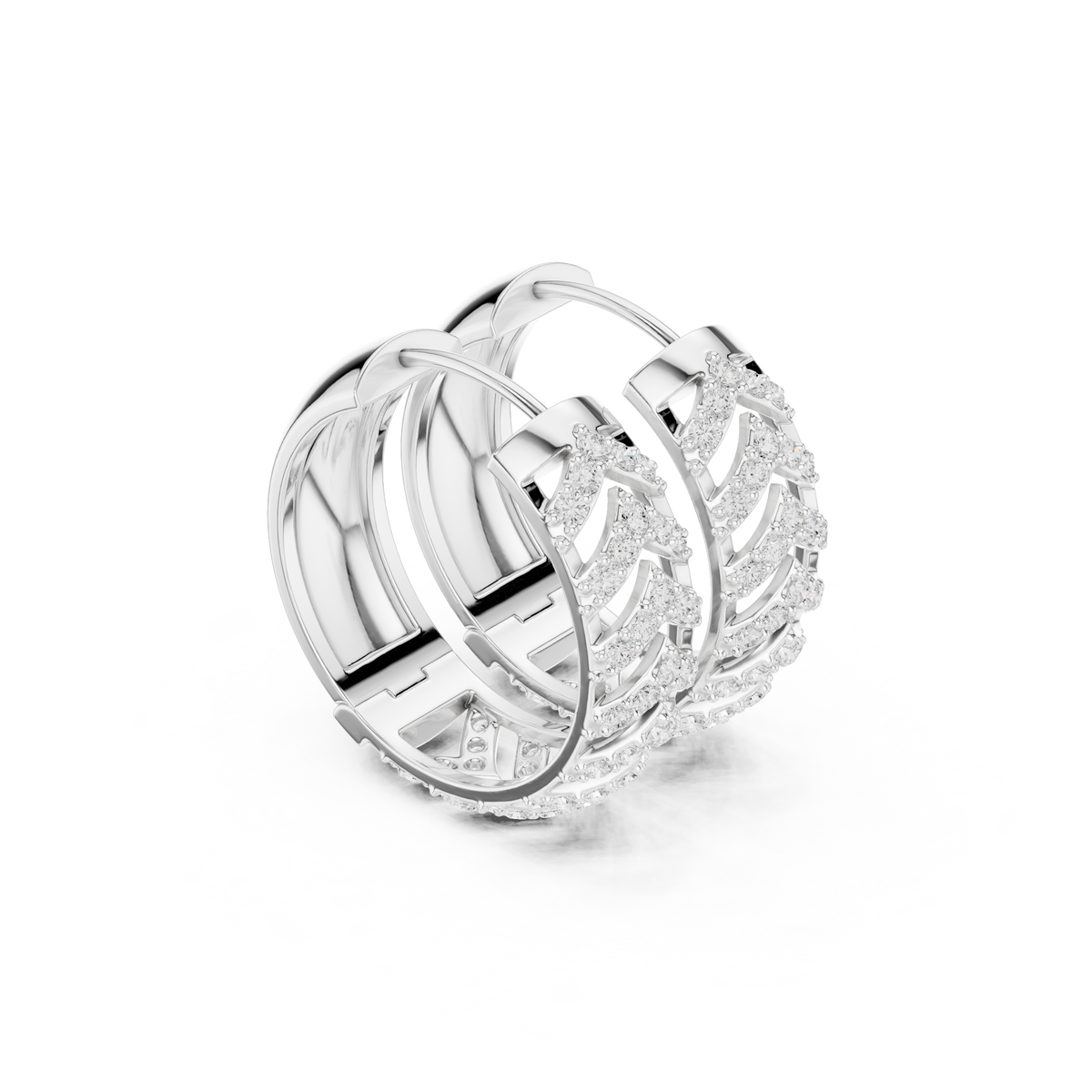 Radiant Chevron Pavé Huggie Hoops
