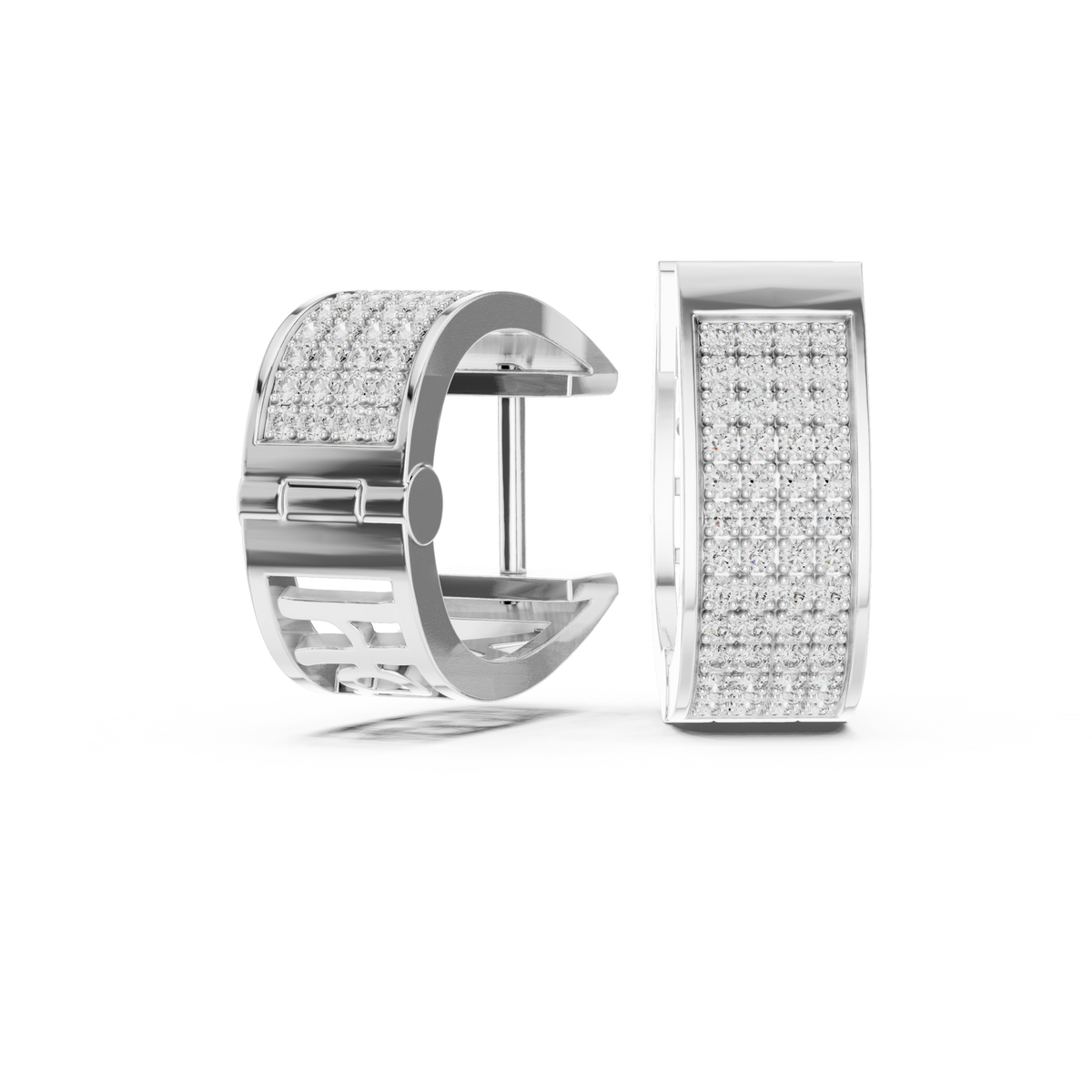 Luminous Floral Lattice Diamond Huggies