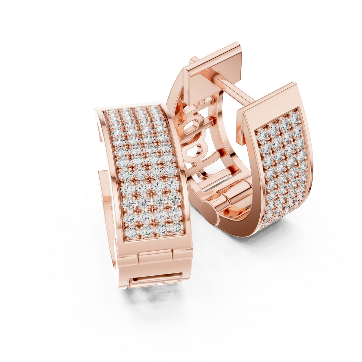 Luminous Floral Lattice Diamond Huggies