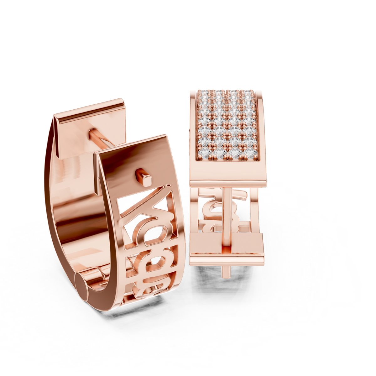 Luminous Floral Lattice Diamond Huggies