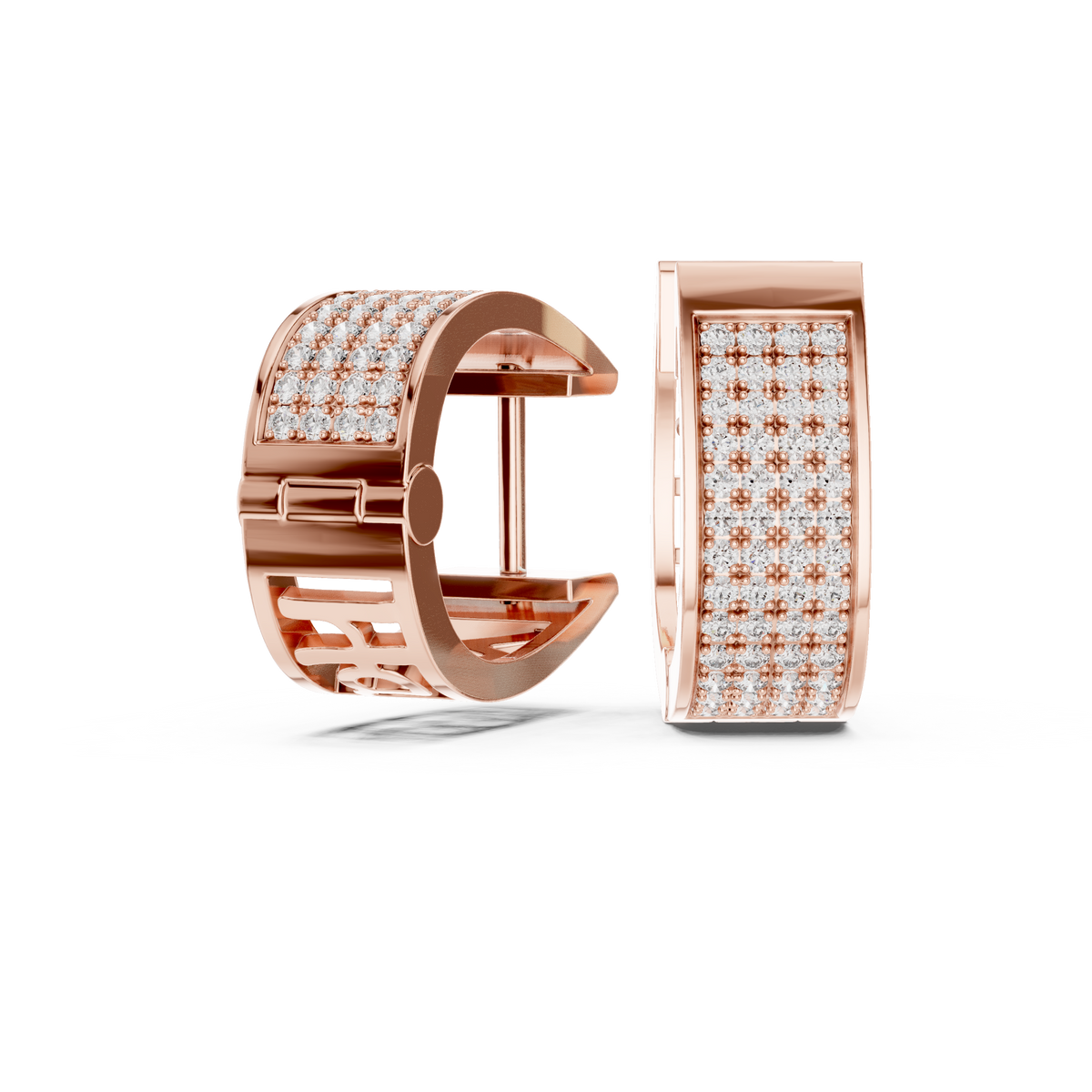 Luminous Floral Lattice Diamond Huggies