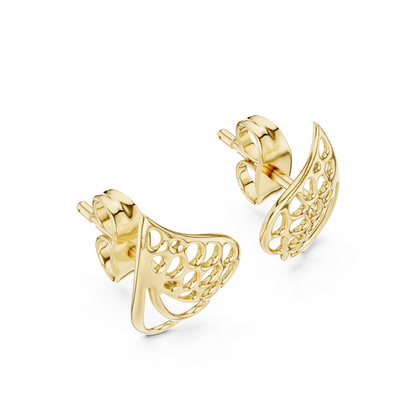 Elegant Paisley Leaf Openwork Studs