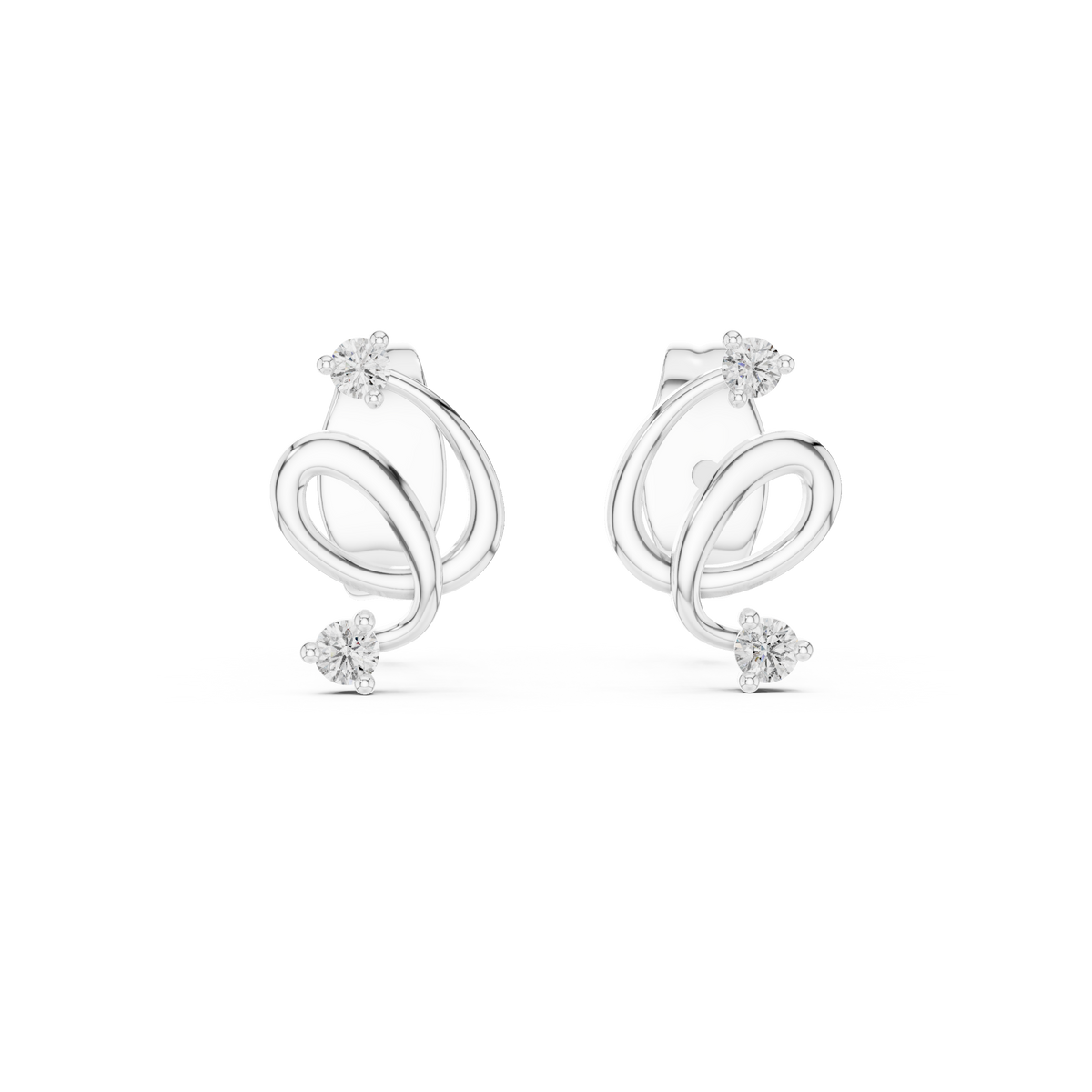 Elegant Interwoven Ribbon Diamond Studs
