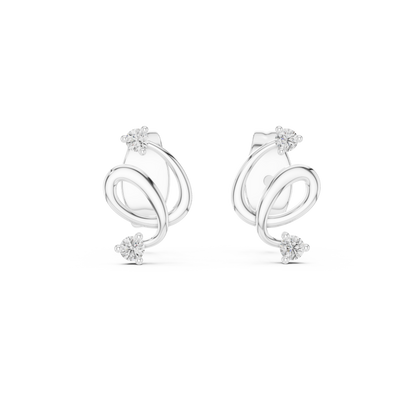 Elegant Interwoven Ribbon Diamond Studs