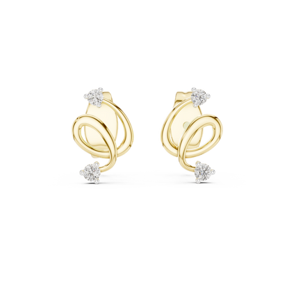 Elegant Interwoven Ribbon Diamond Studs