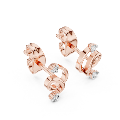 Elegant Interwoven Ribbon Diamond Studs