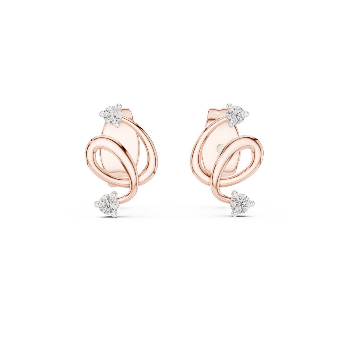 Elegant Interwoven Ribbon Diamond Studs