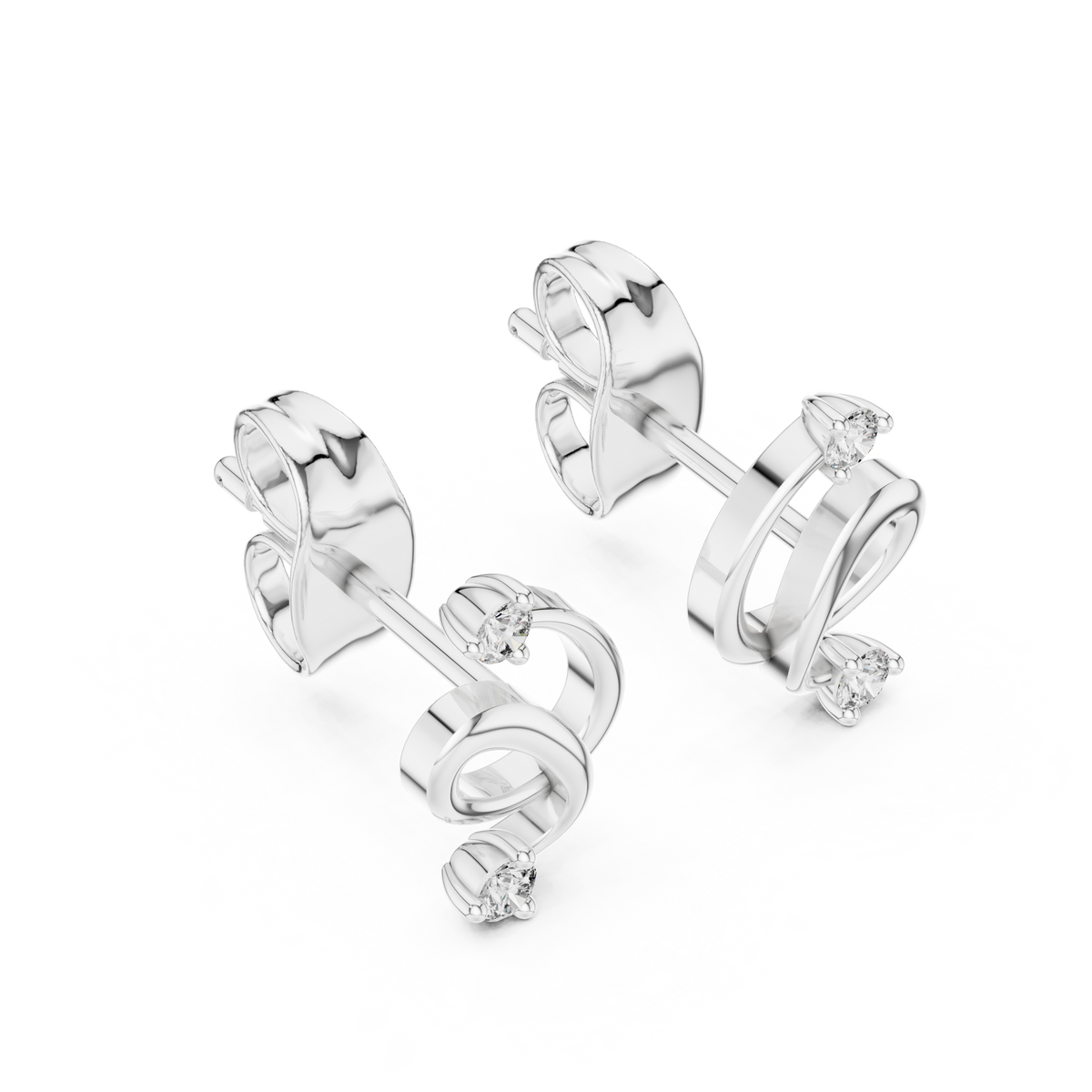Elegant Interwoven Ribbon Diamond Studs